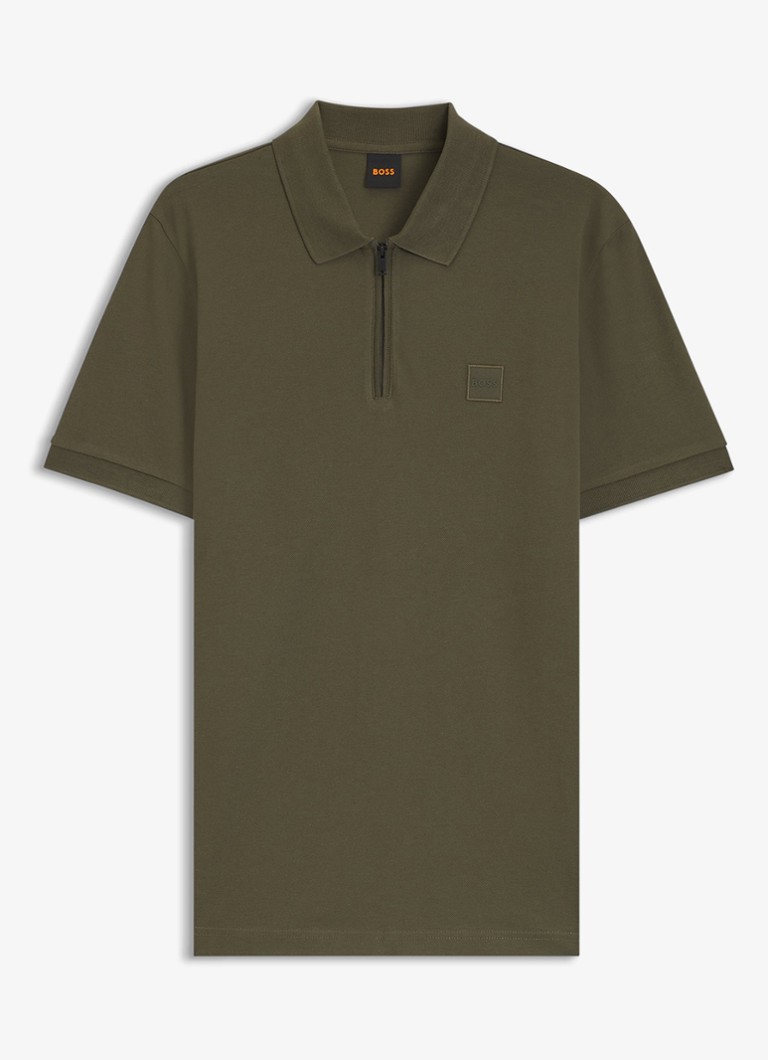 BOSS Heren Slim-fit polo van stretchkatoen met logopatch in de kleur Bright Green-325 / Groen