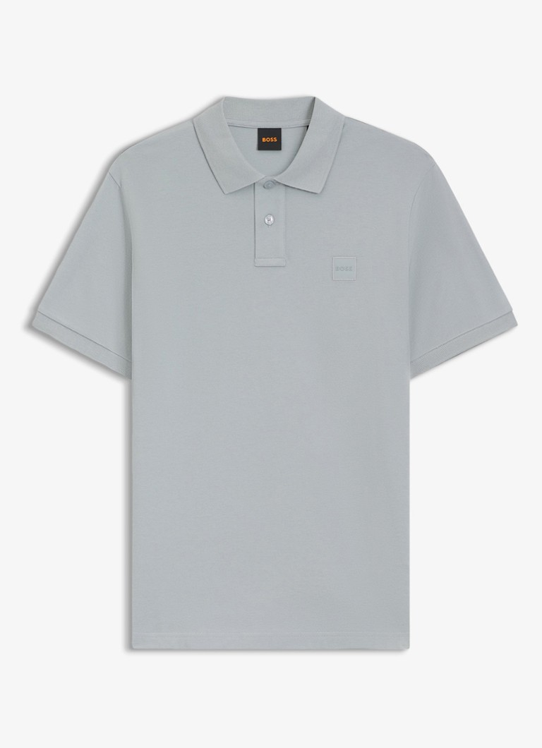 BOSS Heren Slim-fit polo van stretchkatoen met logopatch in de kleur Open Grey-084 / Grijs