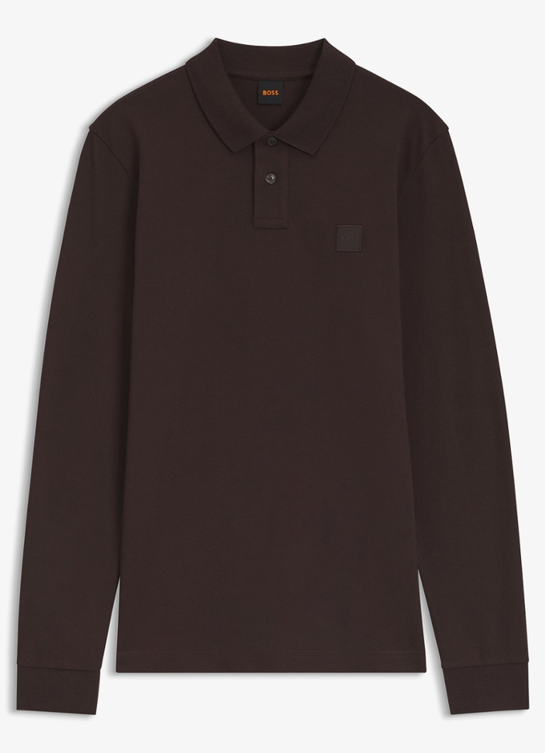 BOSS Heren Slim fit polo van katoen in de kleur Dark Brown-207 / Bruin