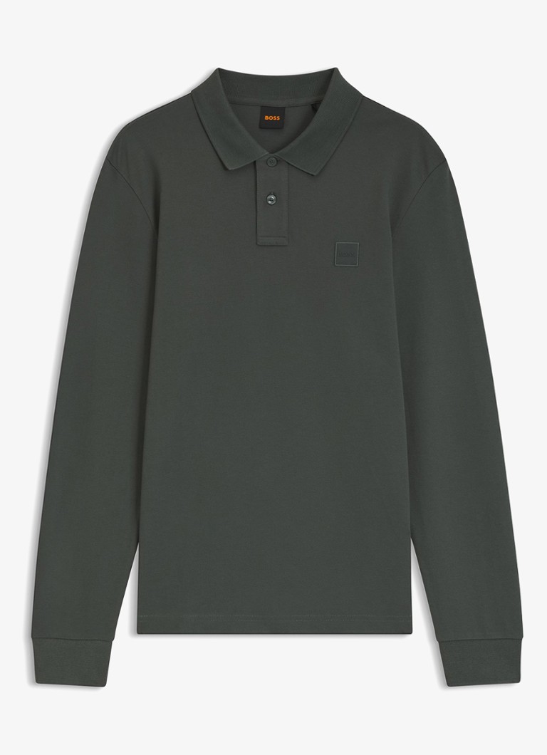BOSS Heren Slim fit polo van katoen in de kleur Open Green-377 / Groen