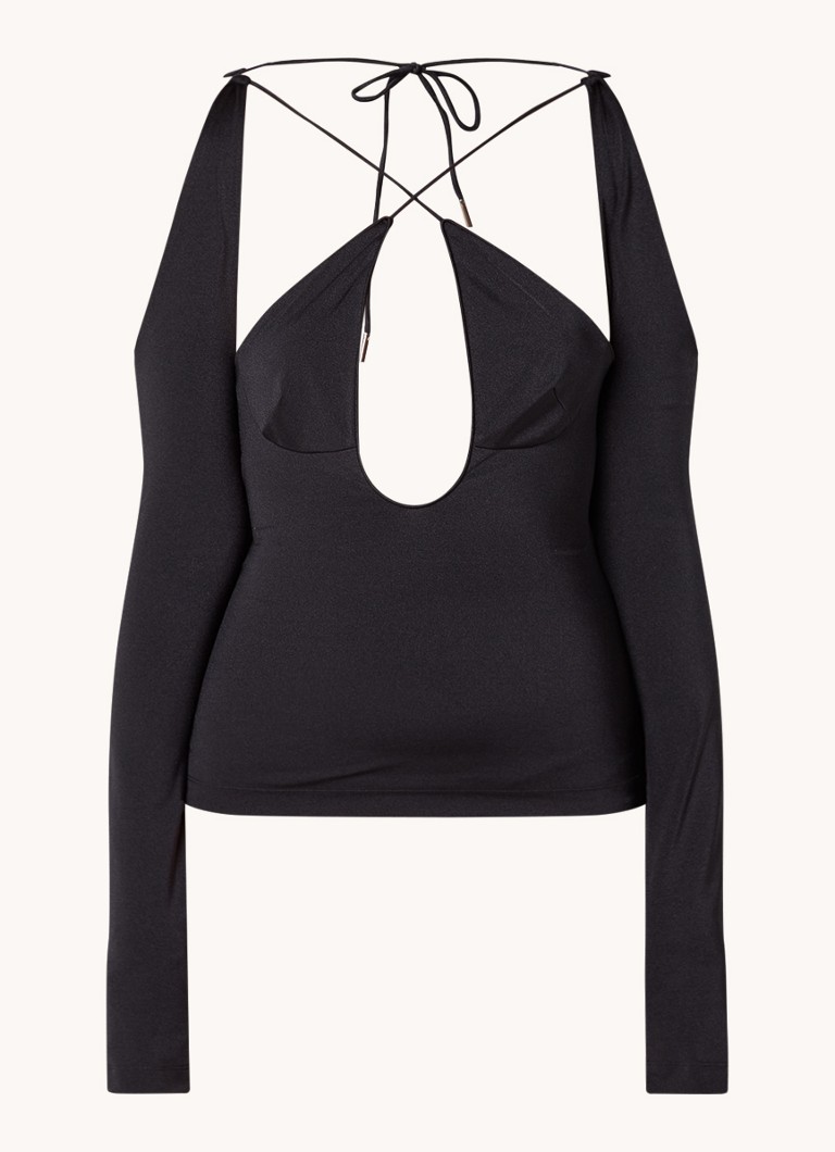 The Attico Dames Zane top met cut-out details in de kleur Zwart, maat: 40