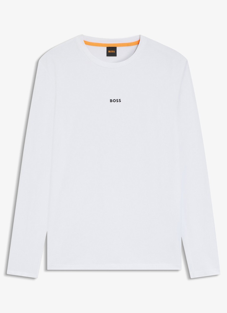 BOSS Heren Tchark longsleeve met logoprint in de kleur White-100 / Wit