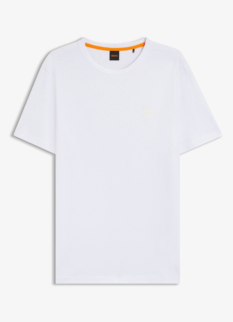 BOSS Heren T-shirt van katoenen jersey met logopatch in de kleur Wit