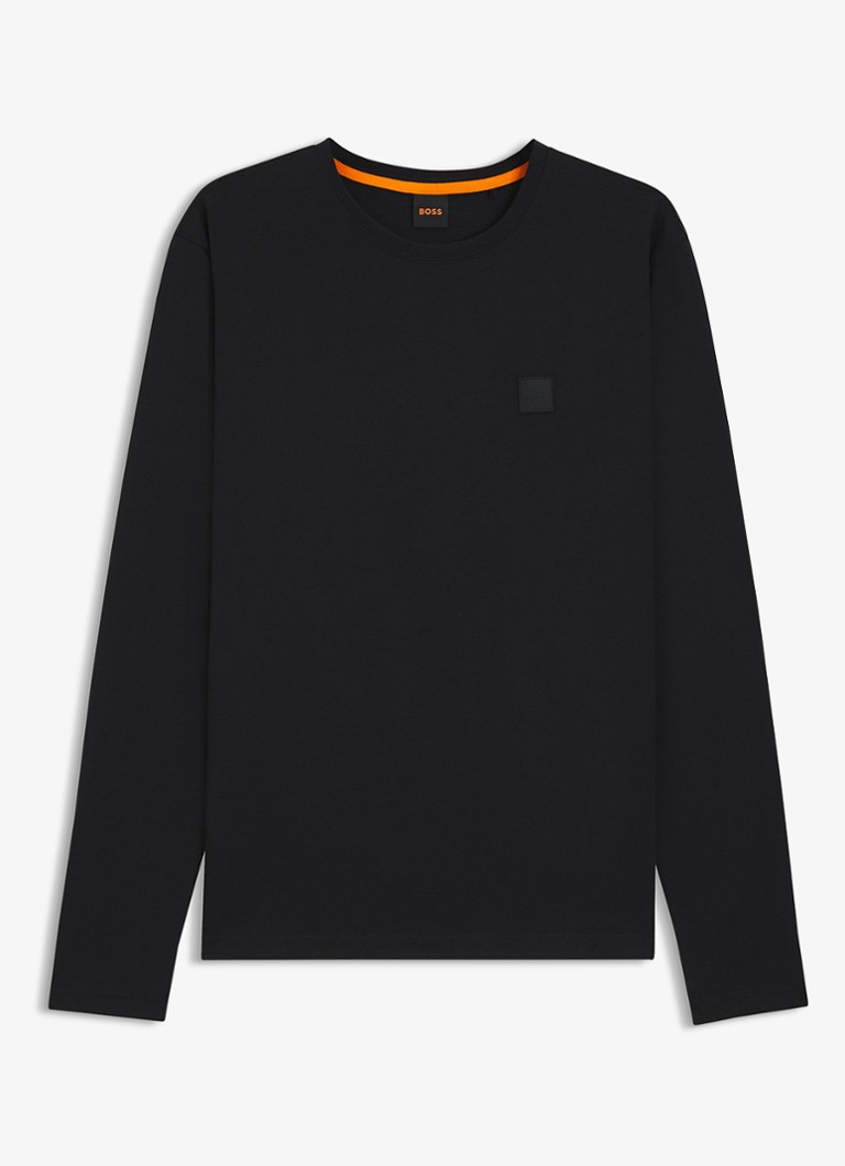 BOSS Heren Tacks longsleeve met logo in de kleur Zwart