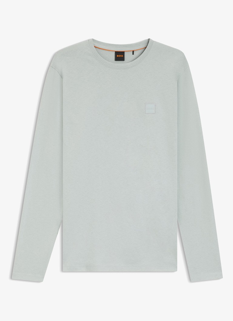 BOSS Heren Tacks longsleeve met logo in de kleur Lichtgrijs