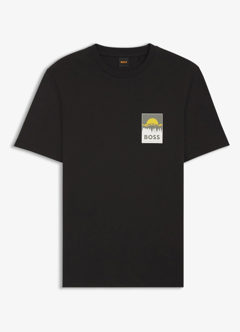 BOSS Heren T-shirt met logoprint in de kleur Zwart