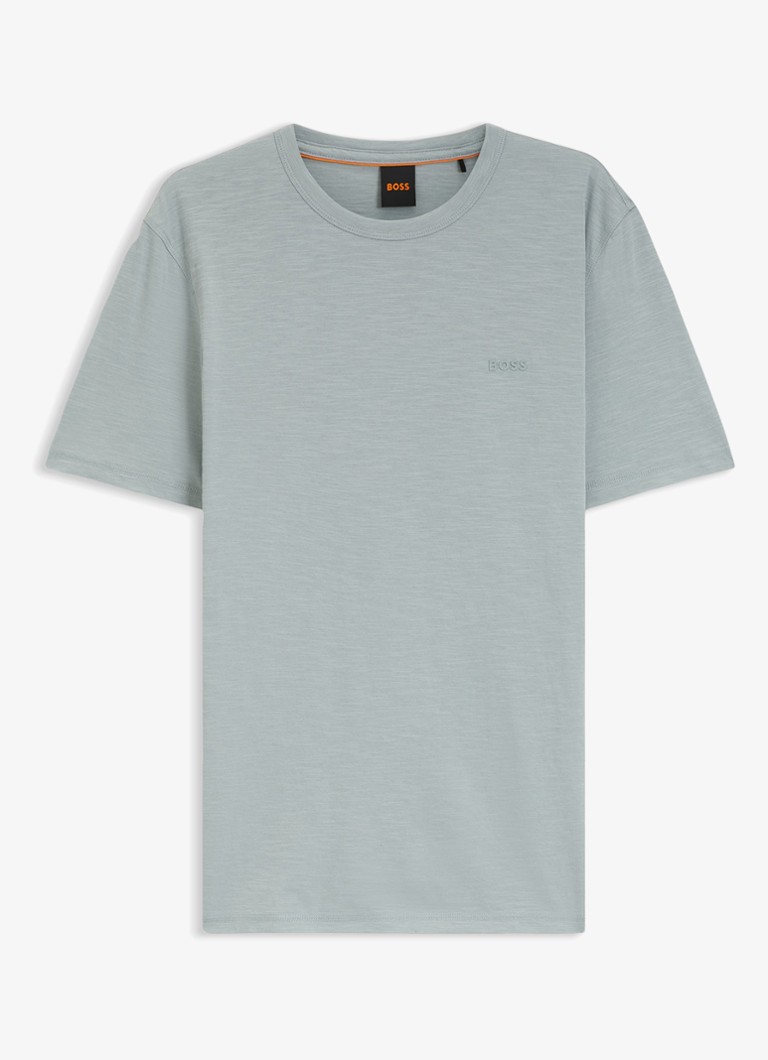 BOSS Heren T-shirt van slubkatoen met logodetail in de kleur Open Grey-084 / Grijs