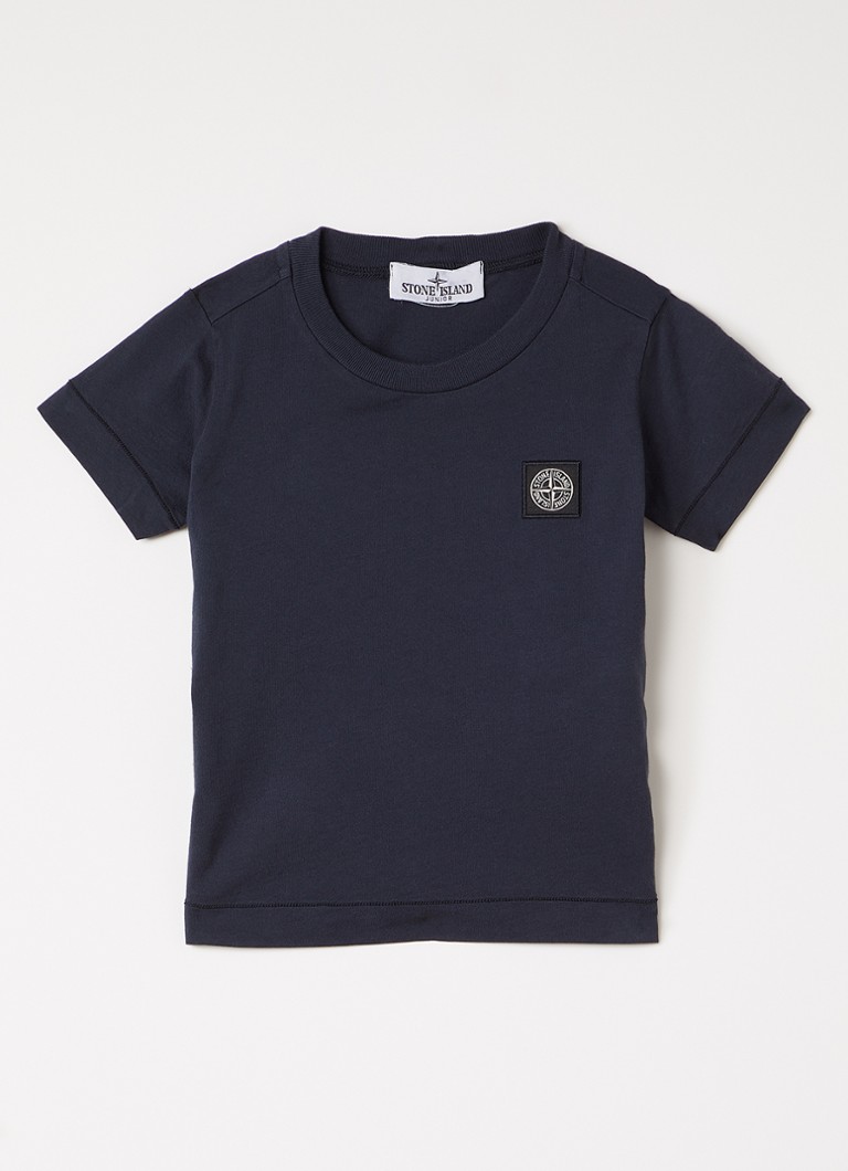Stone Island Jongens 00002 T-shirt met logoborduring in de kleur Donkerblauw, maat: 98