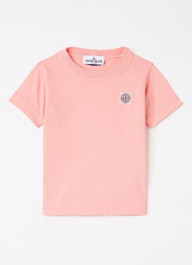 Stone Island Meisjes 21000 T-shirt met logoborduring in de kleur Zalmroze, maat: 92