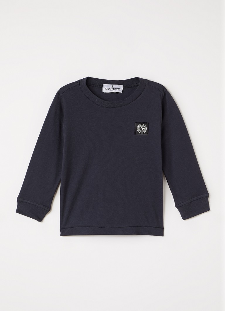 Stone Island Jongens 00004 longsleeve met logo in de kleur Donkerblauw, maat: 98