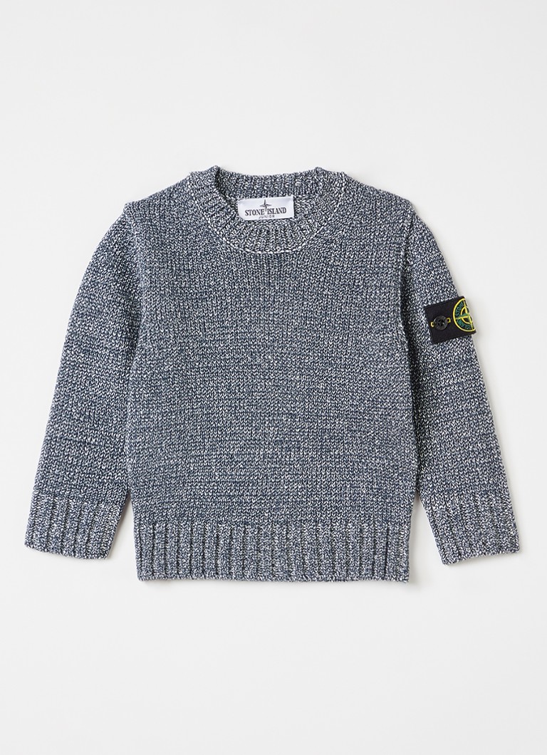 Stone Island Jongens 00014 grofgebreide trui met gemêleerd dessin in de kleur Donkerblauw, maat: 98