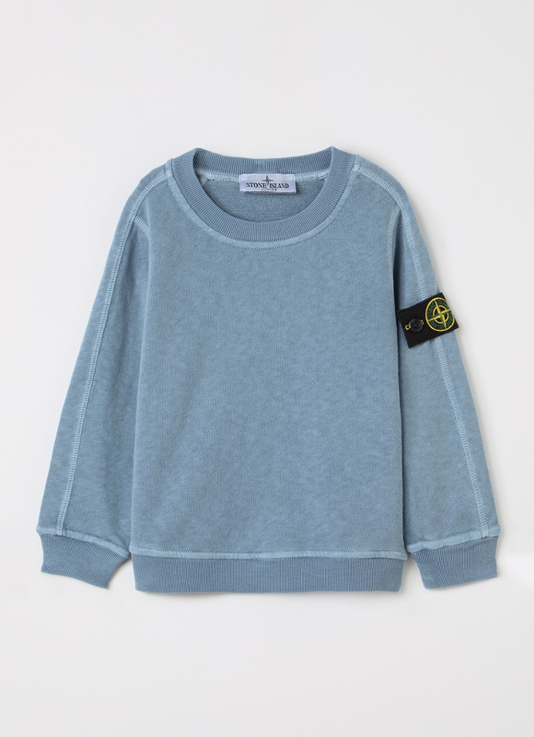 Stone Island Jongens 00012 sweater met logo in de kleur Staalblauw, maat: 92