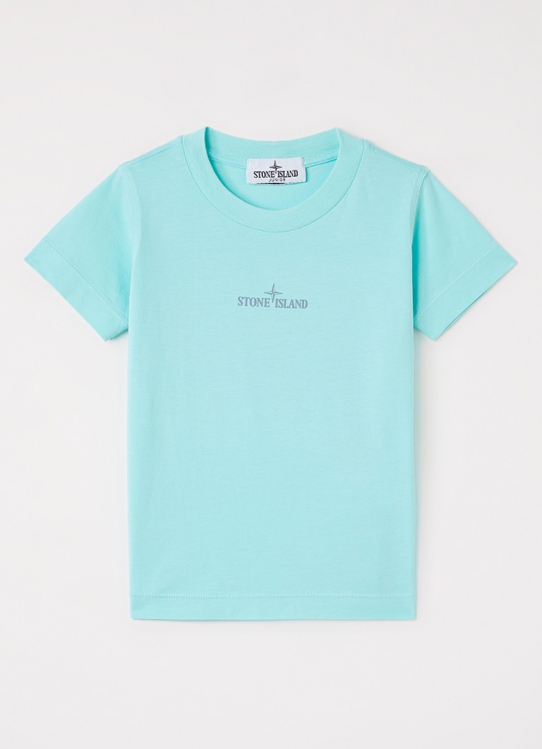 Stone Island Jongens 00009 T-shirt met logo- en backprint in de kleur Turquoise, maat: 98