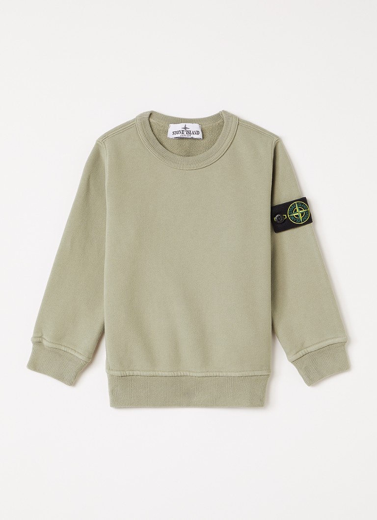 Stone Island Jongens 00001 sweater met logo in de kleur Lindegroen, maat: 98