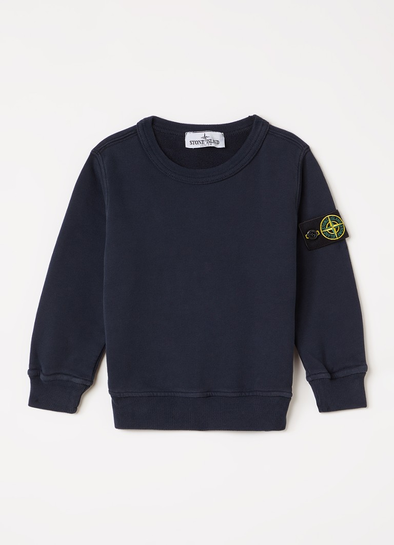 Stone Island Jongens 00001 sweater met logo in de kleur Donkerblauw, maat: 98