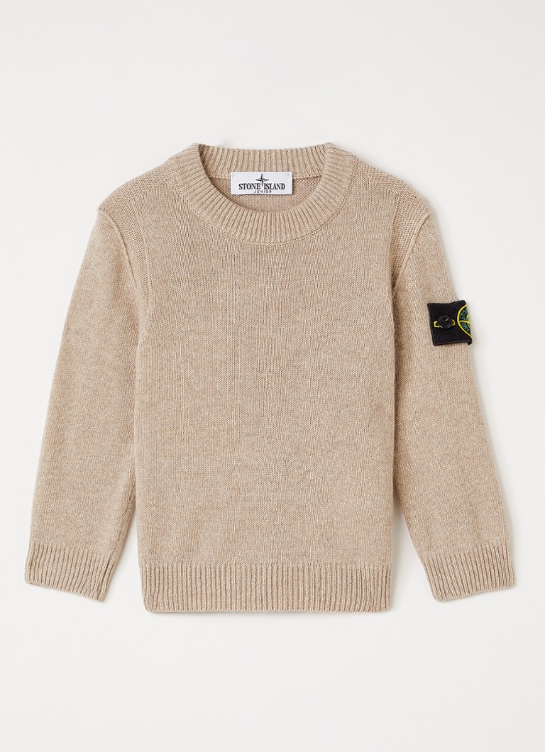 Stone Island Jongens 00002 fijngebreide trui in kasjmierblend in de kleur Beige, maat: 98