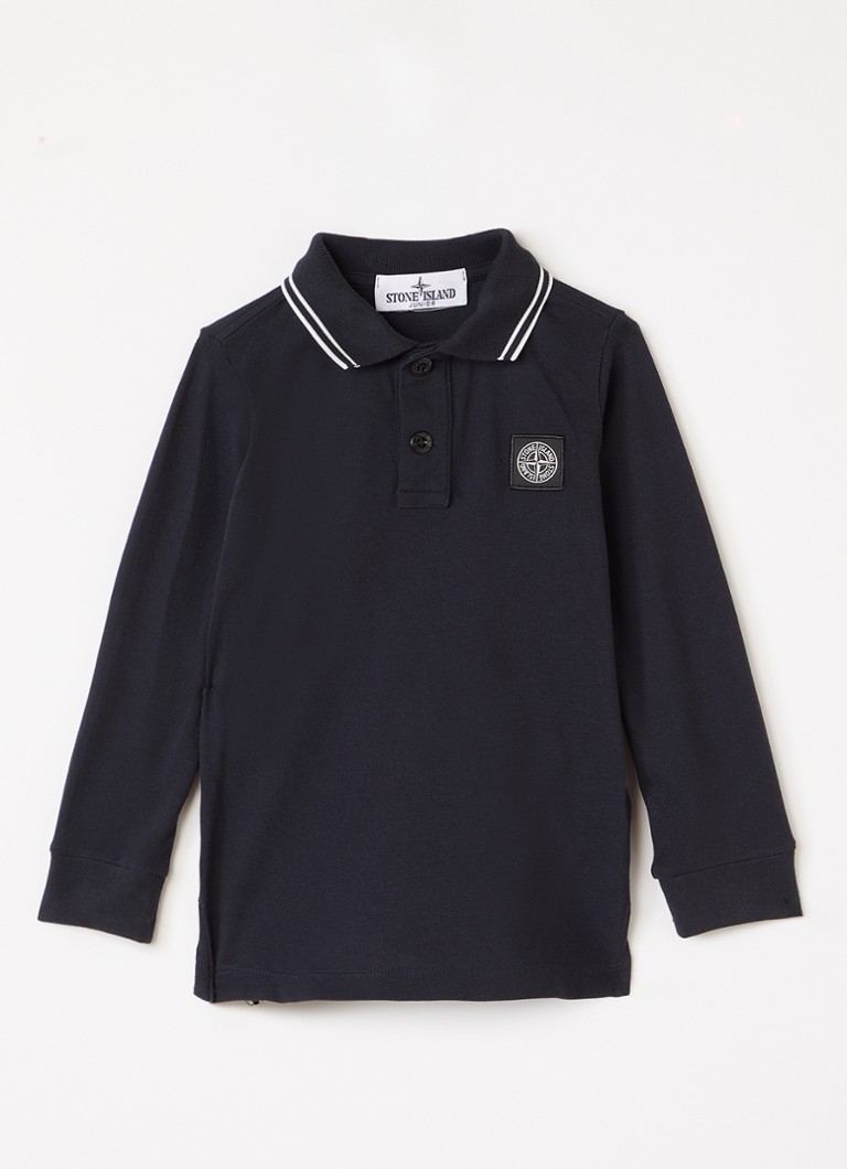 Stone Island Jongens 00002 polo met logoborduring in de kleur Donkerblauw, maat: 98