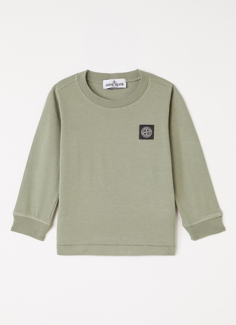 Stone Island Jongens 00002 longsleeve met logoborduring in de kleur Antraciet, maat: 92