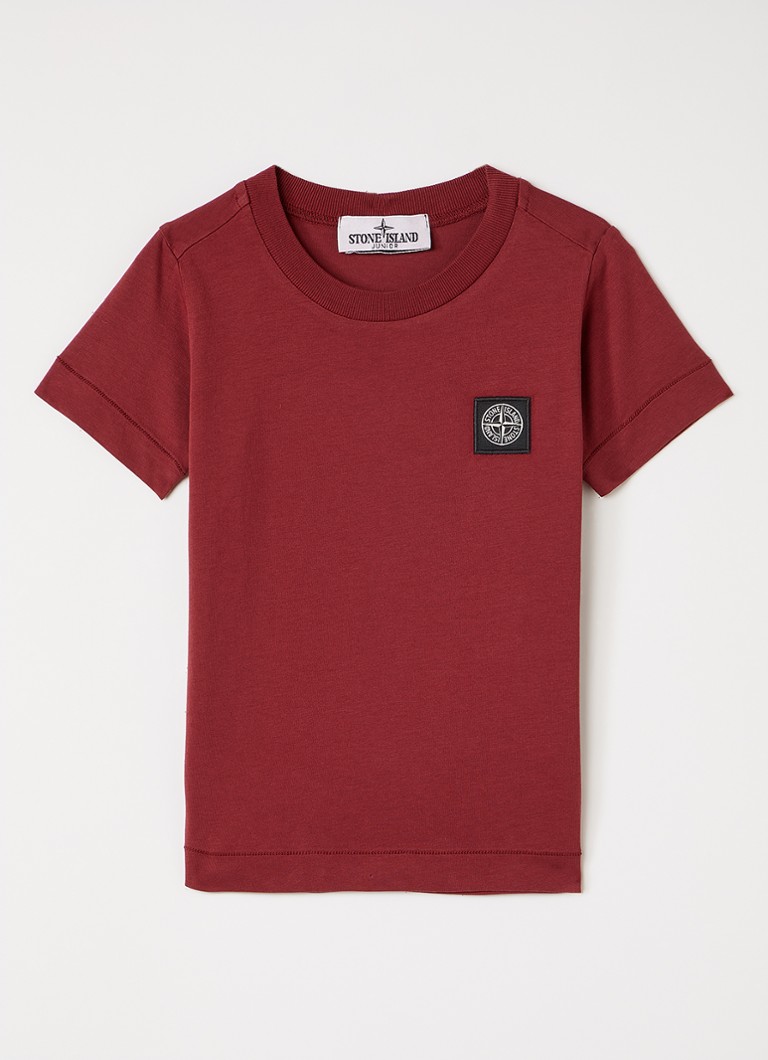 Stone Island Jongens 00003 T-shirt met logo in de kleur Bordeauxrood, maat: 98