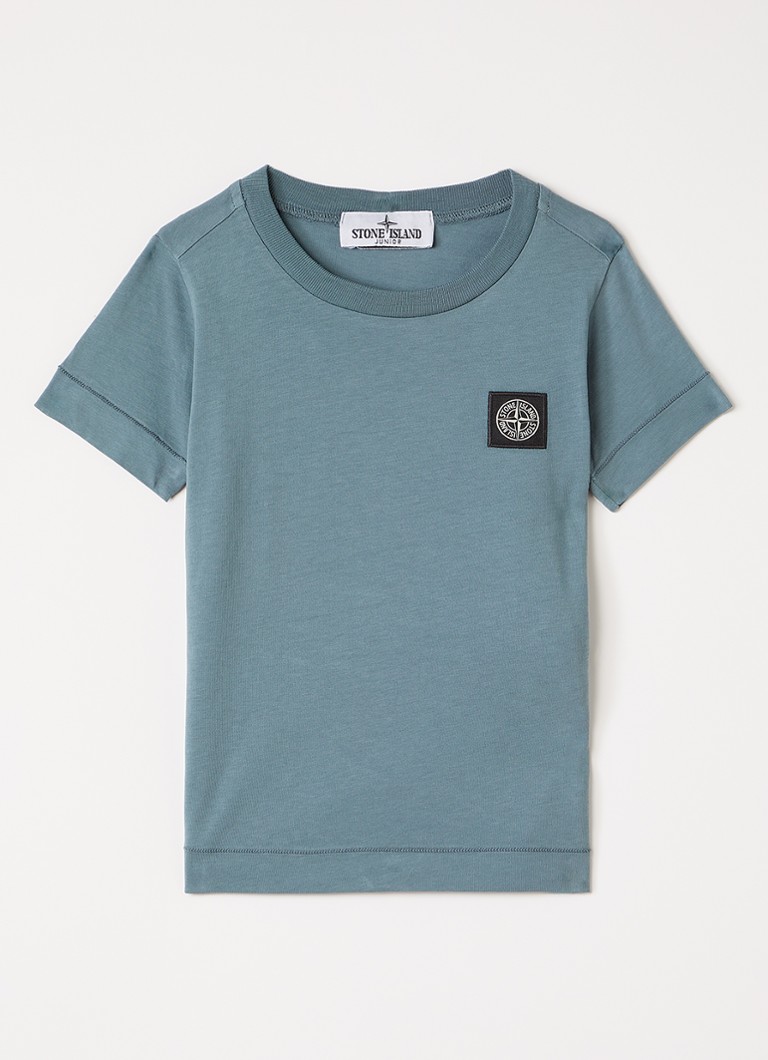 Stone Island Jongens 00003 T-shirt met logo in de kleur Staalblauw, maat: 98