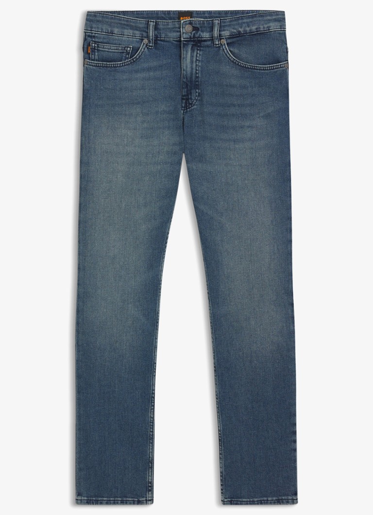 BOSS Heren Delaware slim fit jeans met lichte wassing in de kleur Indigo