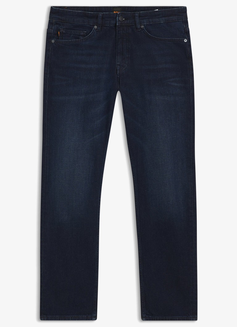 BOSS Heren Delaware slim fit jeans met donkere wassing in de kleur Indigo