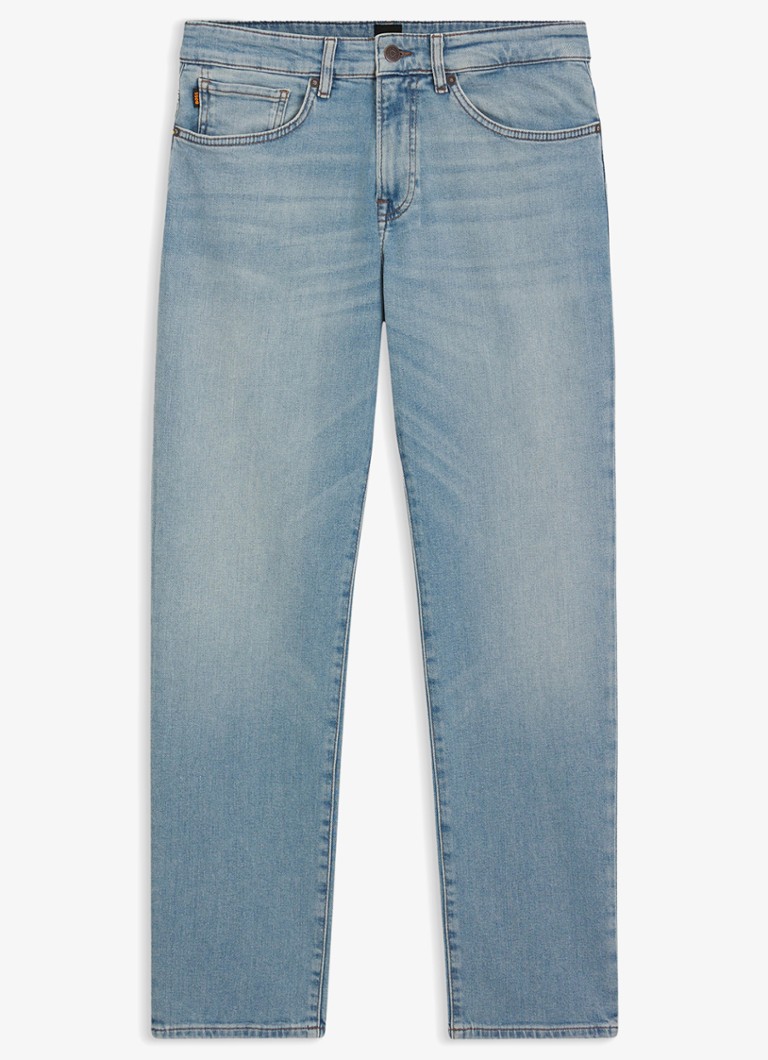BOSS Heren Re.Maine straight leg jeans met lichte wassing in de kleur Indigo