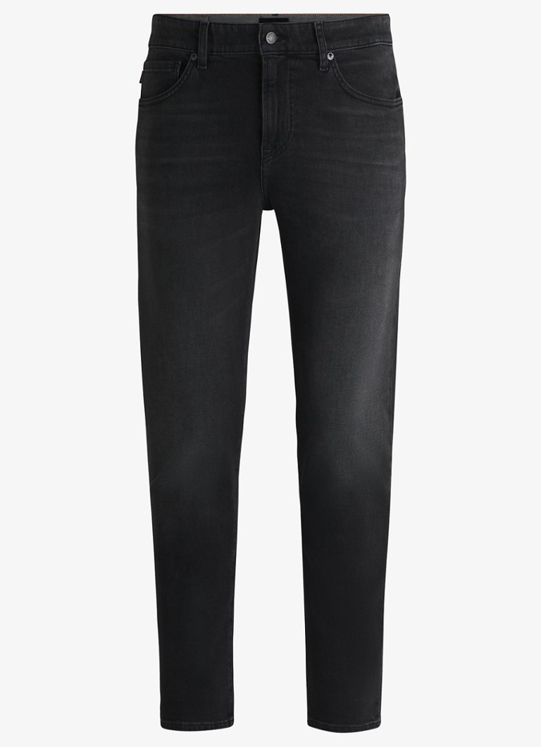 BOSS Heren Onyx tapered jeans met gekleurde wassing in de kleur Zwart