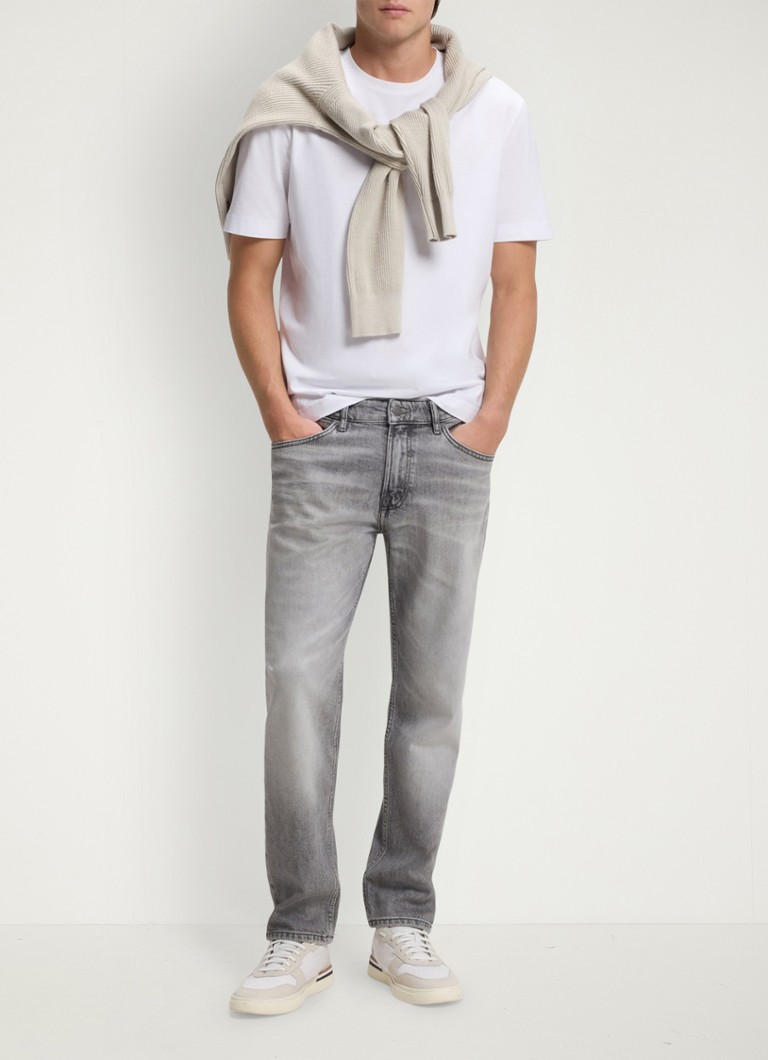 BOSS Heren Regular fit jeans met steekzakken in de kleur Light/Pastel Grey-055 / Grijs