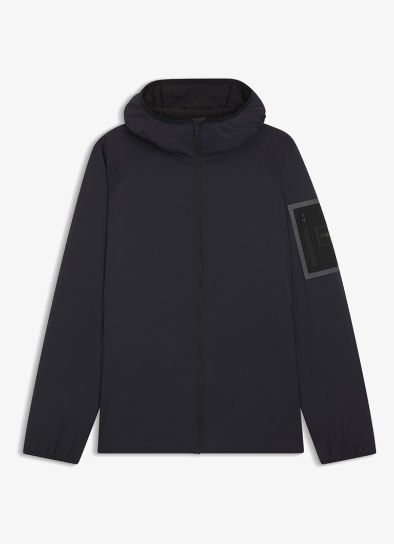 BOSS Heren Jas met capuchon en logo in de kleur Donkerblauw