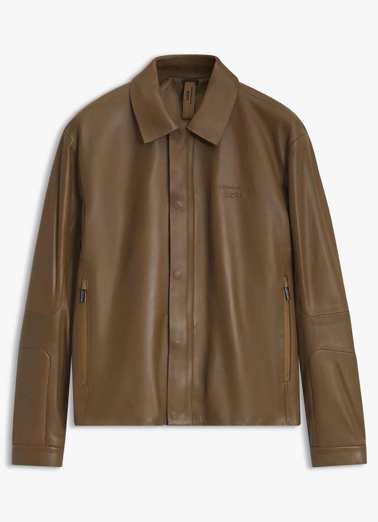BOSS Heren Porsche x BOSS jack van lamsleer in de kleur Bruin