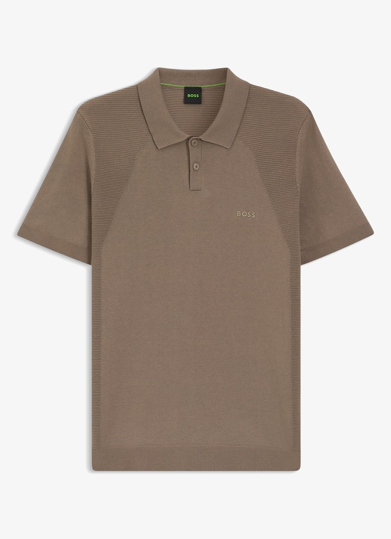 BOSS Heren Polo met logoborduring in de kleur Bruin