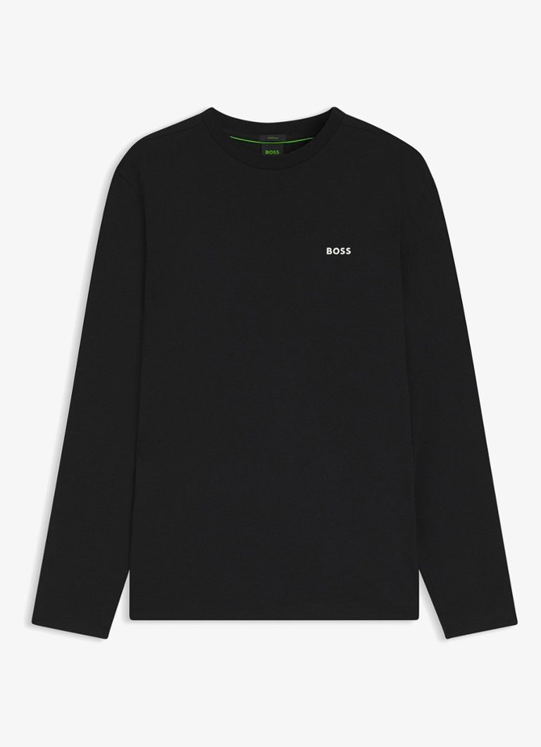 BOSS Heren Longsleeve met logo in de kleur Zwart