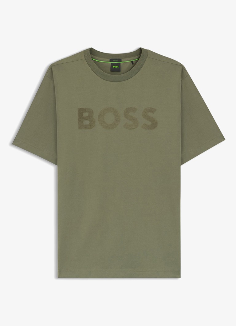 BOSS Heren T-shirt met logo in de kleur Khaki