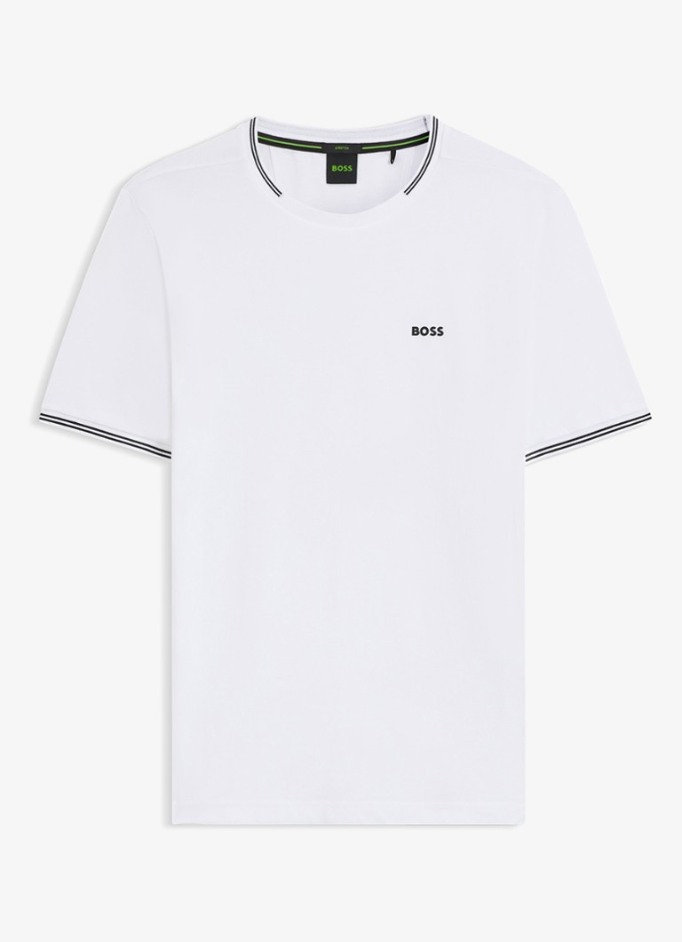 BOSS Heren Taul T-shirt met logo en stretch in de kleur Wit