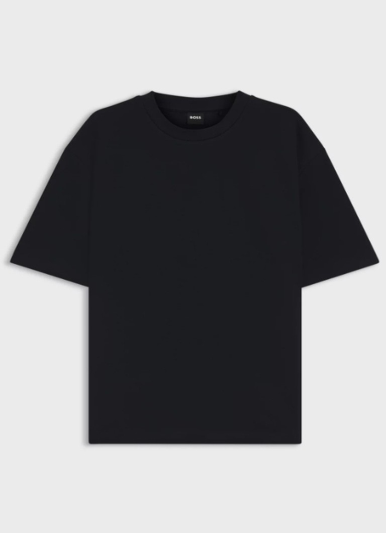 BOSS Heren T-shirt van stretchkatoen met logodetail in de kleur Open Blue-460 / Blauw