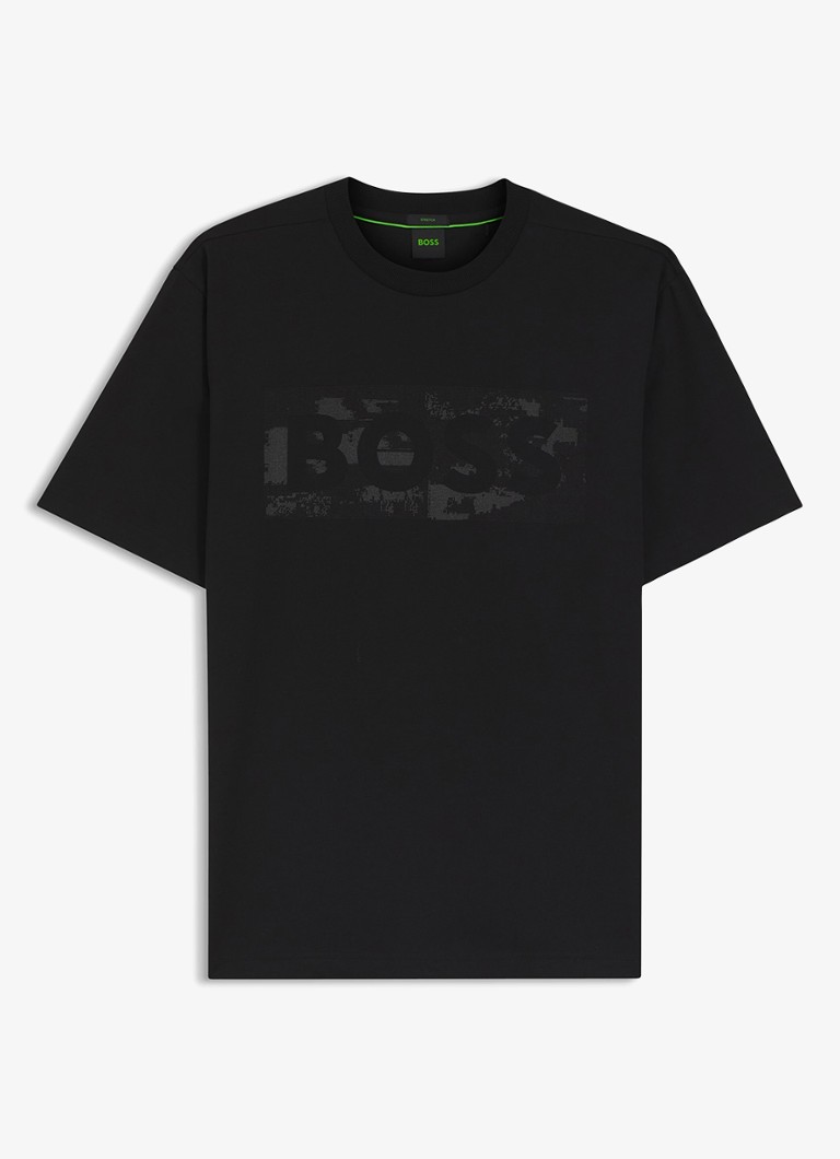 BOSS Heren T-shirt met logoprint in de kleur Black-001 / Zwart