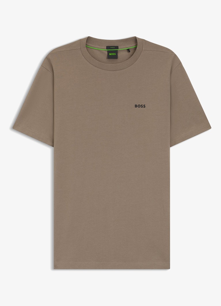 BOSS Heren T-shirt van stretchkatoen met logodetail in de kleur Light/Pastel Green-336 / Groen