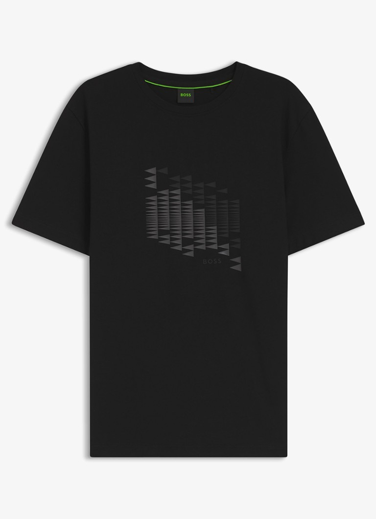 BOSS Heren T-shirt met logoprint in de kleur Zwart