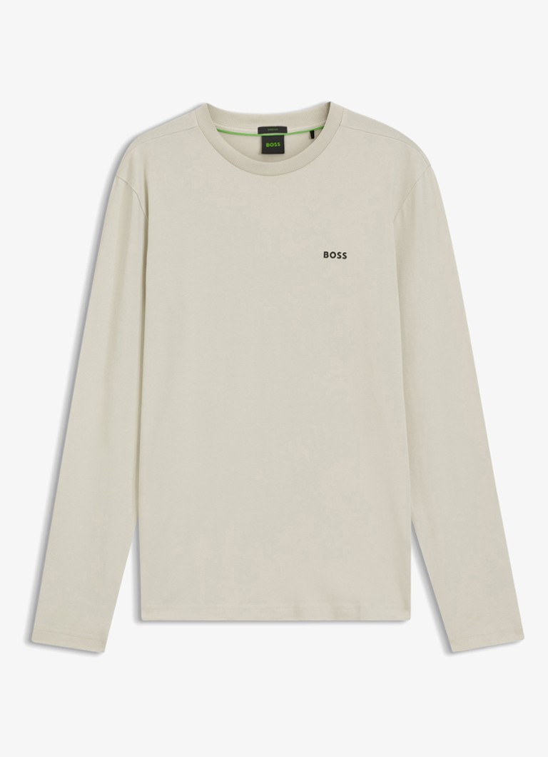 BOSS Heren Longsleeve met logo in de kleur Light Beige-275 / Beige