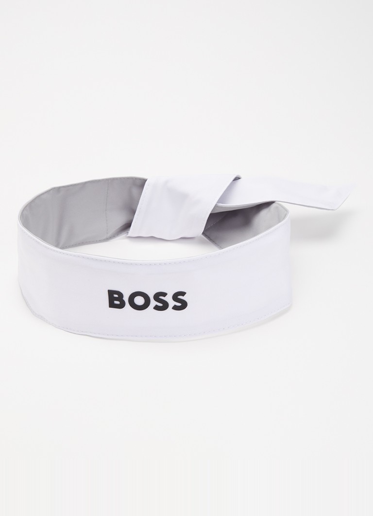 BOSS Dames Gyanluc tennis haarband met logo in de kleur Wit