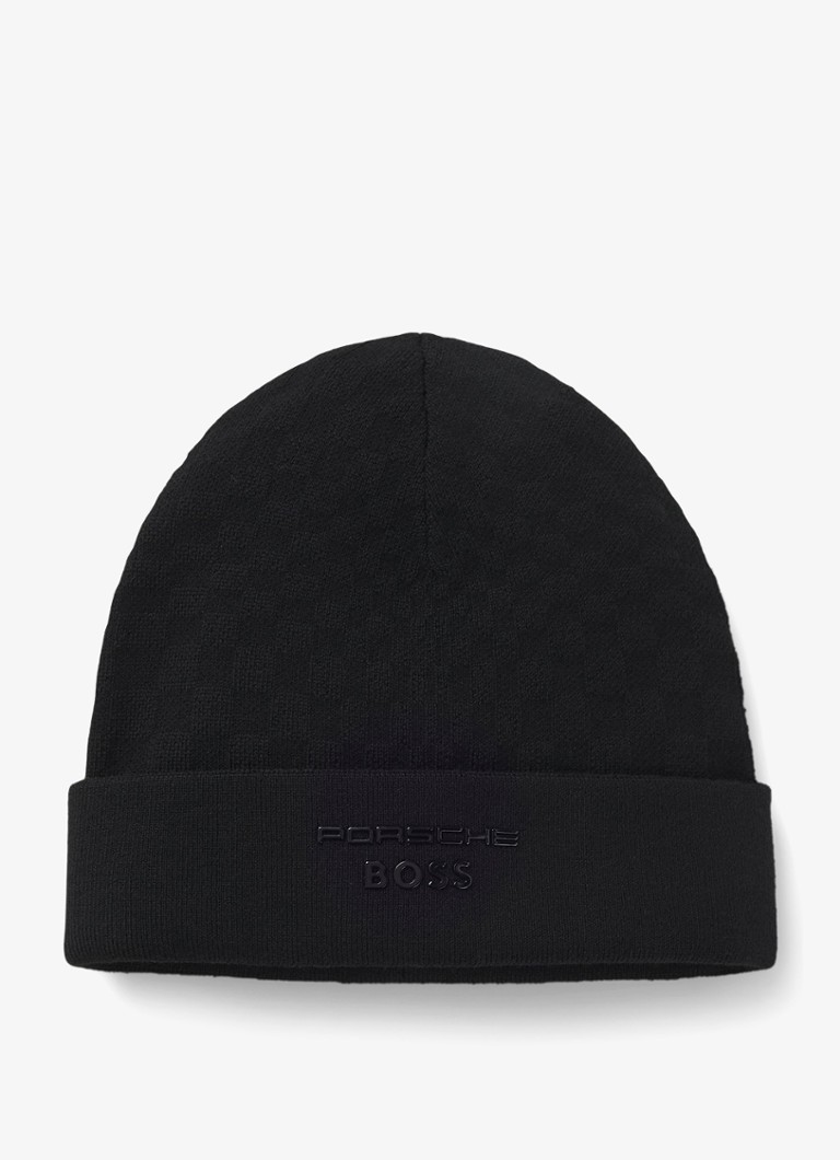 BOSS Heren Muts van wol in de kleur Zwart