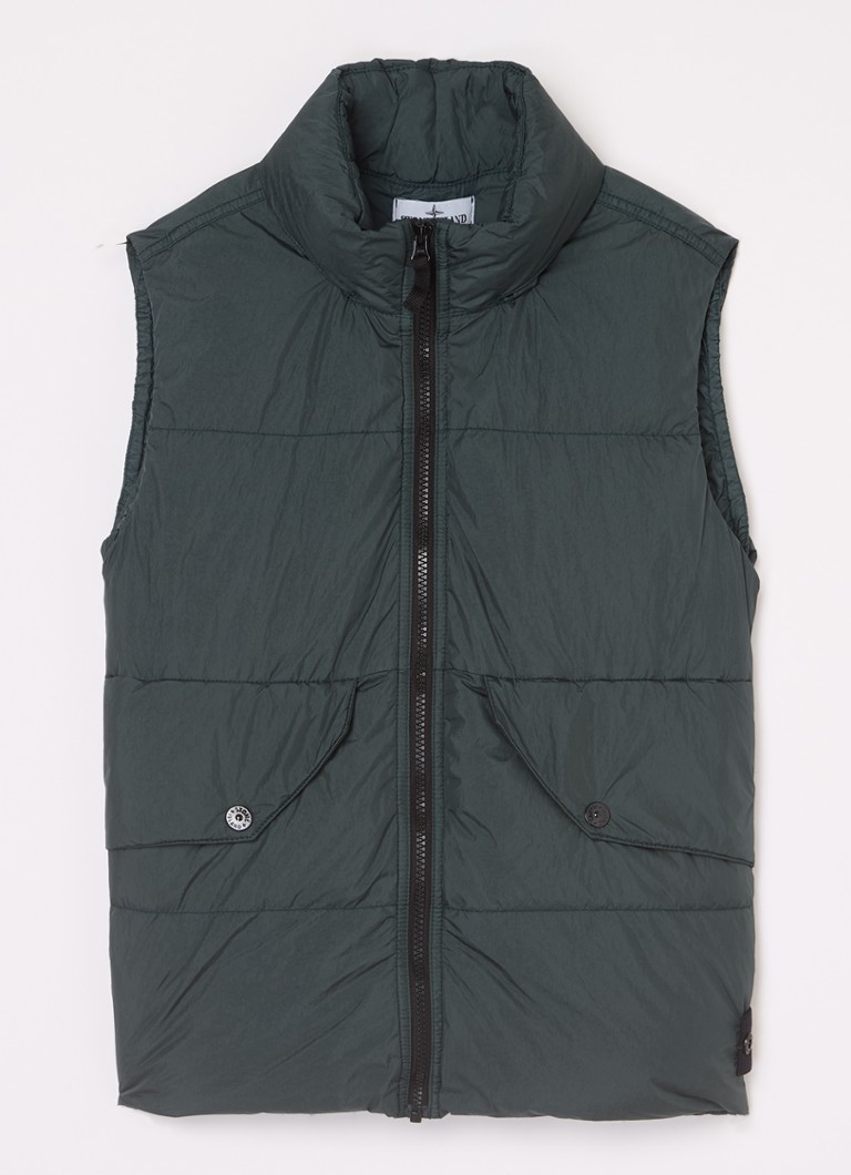 Stone Island Jongens G0123 gewatteerde bodywarmer met donsvulling in de kleur Bronsgroen, maat: 128