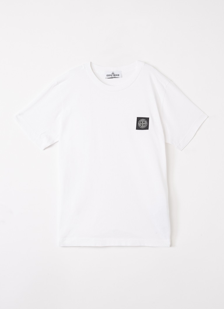 Stone Island Jongens S0047 T-shirt met logo in de kleur Wit, maat: 14J = 164