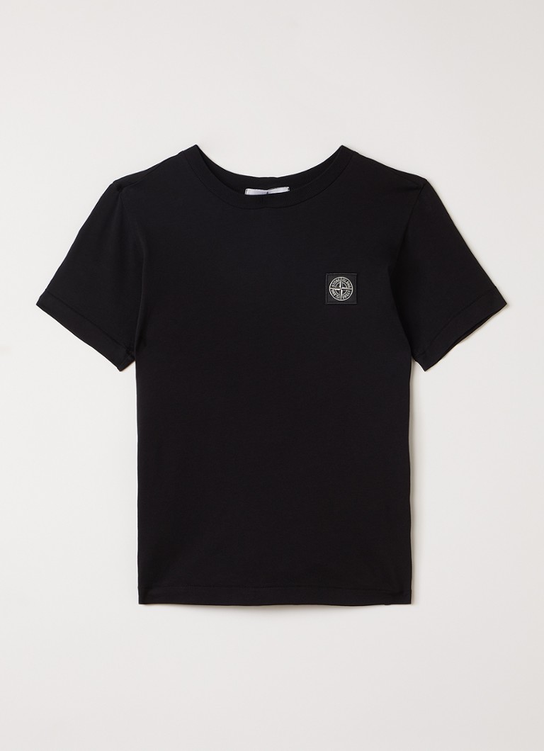 Stone Island Jongens S0047 T-shirt met logo in de kleur Zwart, maat: 12J = 152