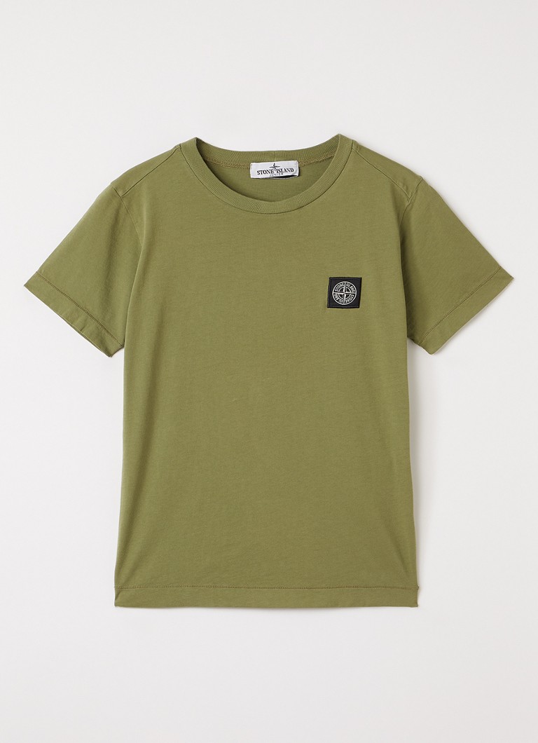 Stone Island Jongens S0047 T-shirt met logo in de kleur Mosgroen, maat: 12J = 152