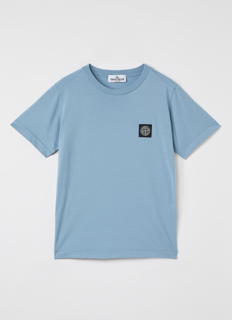Stone Island Jongens S0047 T-shirt met logo in de kleur Staalblauw, maat: 14J = 164