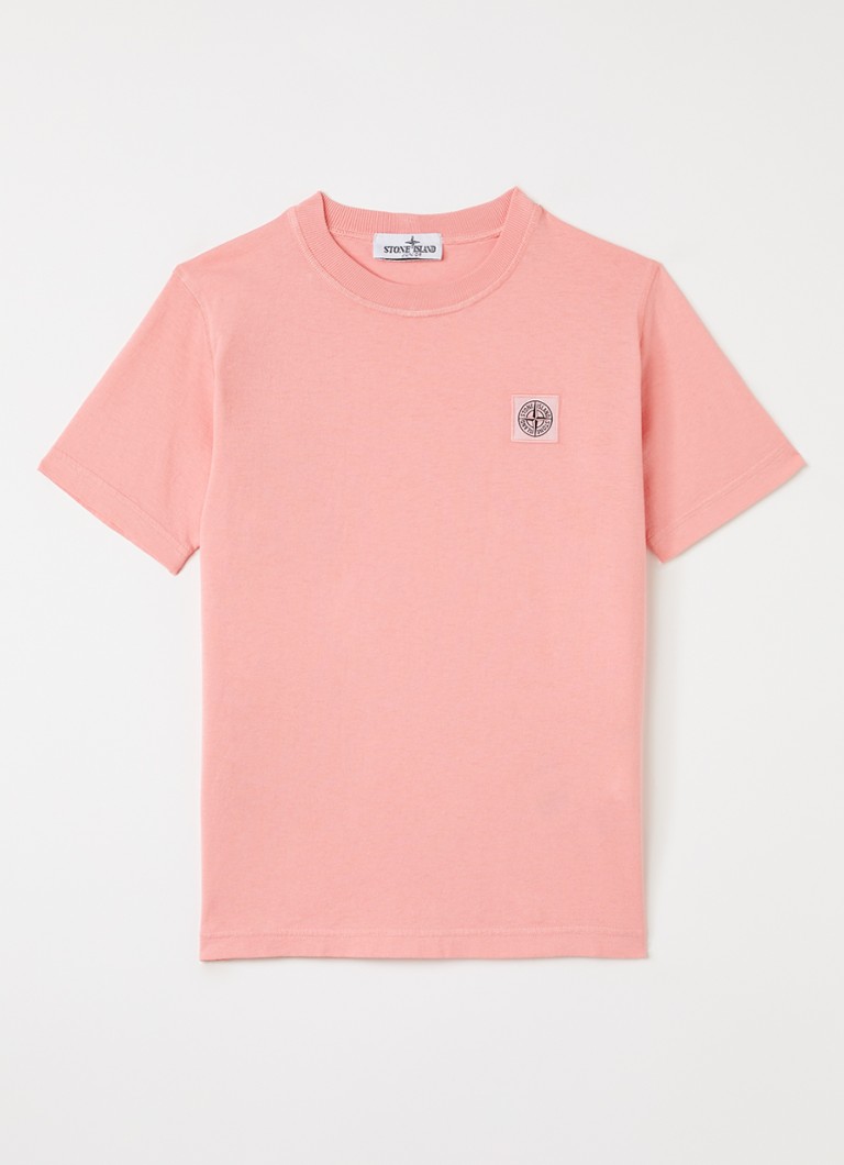 Stone Island Jongens 00005 T-shirt met logo in de kleur Roze, maat: 14J = 164