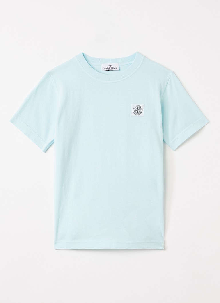 Stone Island Jongens 00005 T-shirt met logo in de kleur Lichtblauw, maat: 8J = 128