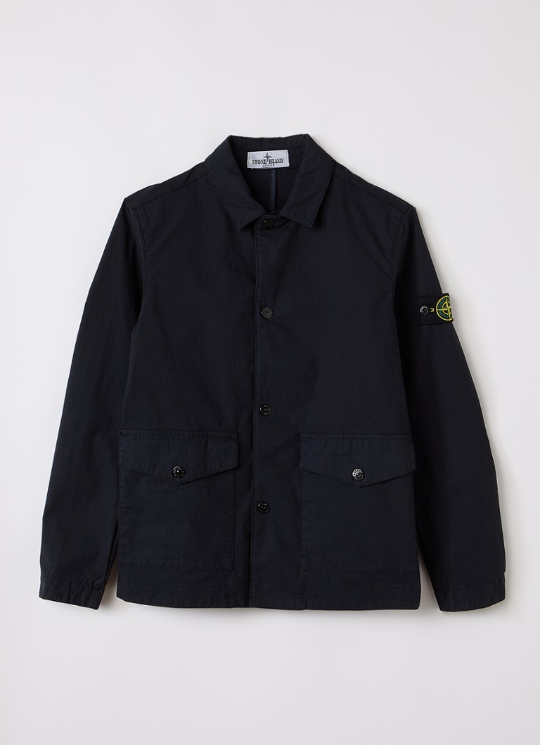 Stone Island Jongens 00001 overhemd met logo in de kleur Zwart, maat: 14J = 164